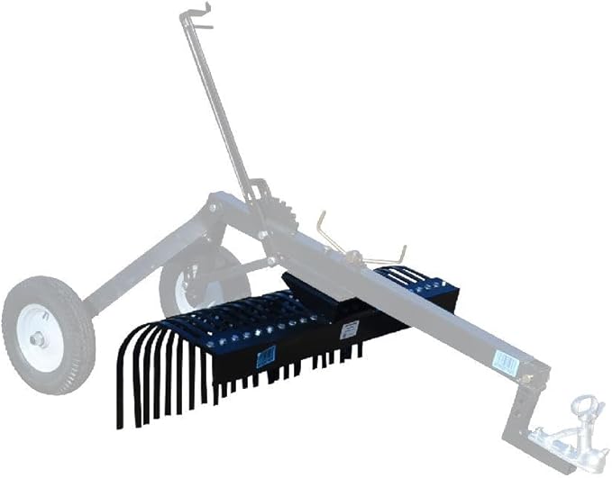 Titan Attachments 4' Landscape Rake Add-On Transformer Tow Frame, Bolt-On Rake, 24 Tines, Gardening Tool, Landscaper, and Grass Comb