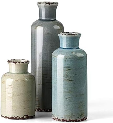 CwlwGO- Ceramic Vase 3 Piece Set, Small Flower vases for Home Decoration, Modern Farmhouse Decoration, Living Room,Table Shelf, Centerpieces, Fireplace and Entrance Decorations-Multicolor.