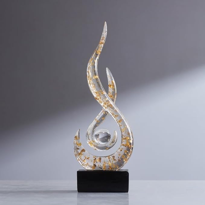 Modern Abstract Art Table Decoration,Resin Gold Statue Modern White Ornaments for Living Room Great Gift Idea Home Decor 5 * 2.5 * 10.5 inch,Collectibles