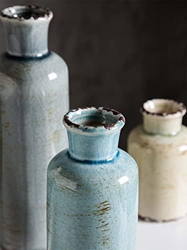 CwlwGO- Ceramic Vase 3 Piece Set, Small Flower vases for Home Decoration, Modern Farmhouse Decoration, Living Room,Table Shelf, Centerpieces, Fireplace and Entrance Decorations-Multicolor.
