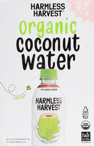 Harmless Harvest Organic Coconut Water, Original, 12 Fl Oz (Pack of 4)
