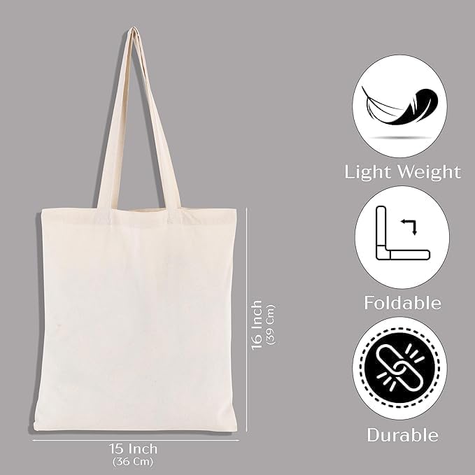 Organix 6|12|24|48|100|200|250 Pack Economical Cotton Reusable Tote Bag, Lightweight Grocery Shopping Bags, DIY, Advertising