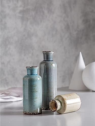 CwlwGO- Ceramic Vase 3 Piece Set, Small Flower vases for Home Decoration, Modern Farmhouse Decoration, Living Room,Table Shelf, Centerpieces, Fireplace and Entrance Decorations-Multicolor.