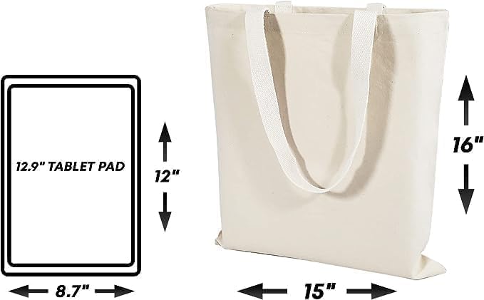 Heavy Duty Wholesale Cotton Canvas Tote Bags 15x16 Inch - Reusable for Work, Travel, Grocery - Men & Women