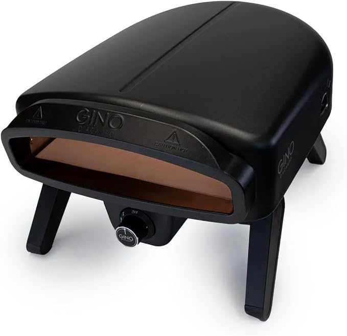 Gino D'Acampo 14" Gas Fired Pizza Oven - Vesuvio with Built-In Thermometer, Pizza Stone, and Stainless Steel Construction