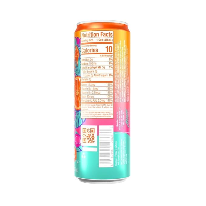 Alani Nu ORANGE KISS Ice Sugar Free, Low Calorie Energy Drinks | 200mg Caffeine | Antioxidants | Biotin, B Vitamins | Zero Sugar | 15 Calories or Less | 12 Oz Cans | 24 Count