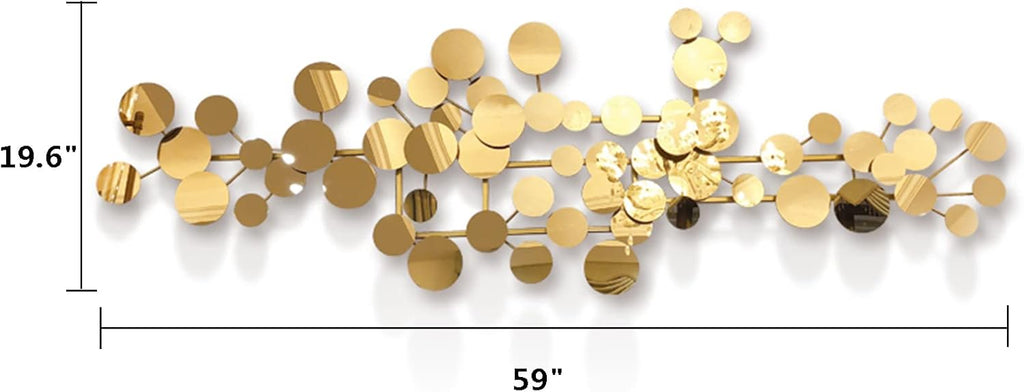 YUDACHU Metal Wall Art Gold Decor for Living Room, Modern Geometric 3D Accents 59" 19.6" Large Luxury for Bedroom, Dining Room, Decorations Sculptures