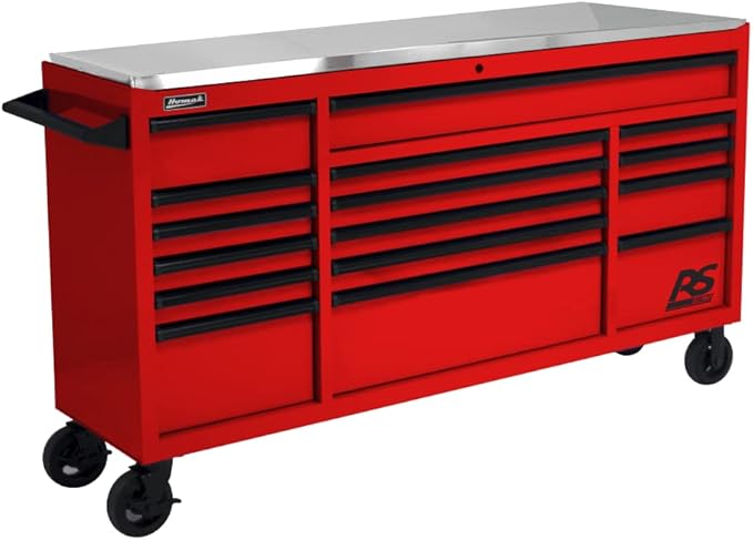 Homak 72” Roller Cabinet w/Stainless Steel Top RS Pro Workstation (Fury Red)