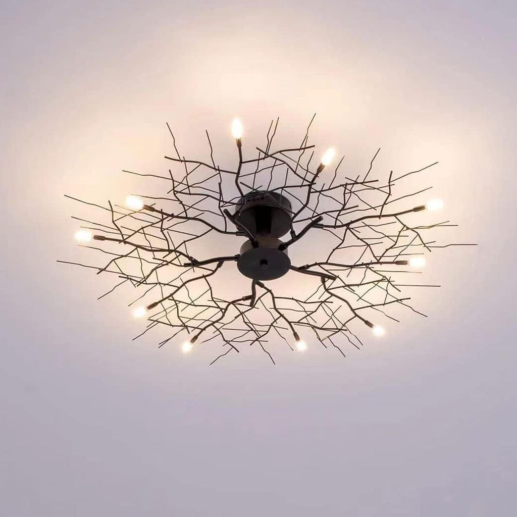 Modern LED Ceiling Lamp Nordic Tree Branch Iron Ceiling Lights Living Room Bedroom Chandeliers Ceiling Home Decor Light Fixtures Hotel Clubhouse Decoration Lighting(15-Lamp 110cm)
