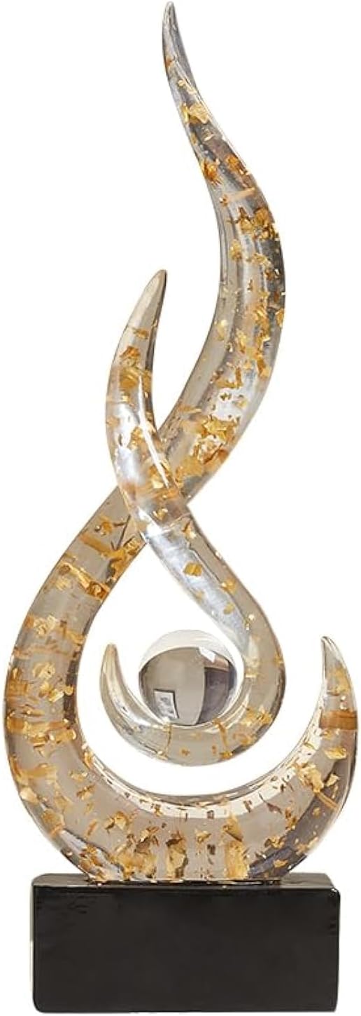 Modern Abstract Art Table Decoration,Resin Gold Statue Modern White Ornaments for Living Room Great Gift Idea Home Decor 5 * 2.5 * 10.5 inch,Collectibles