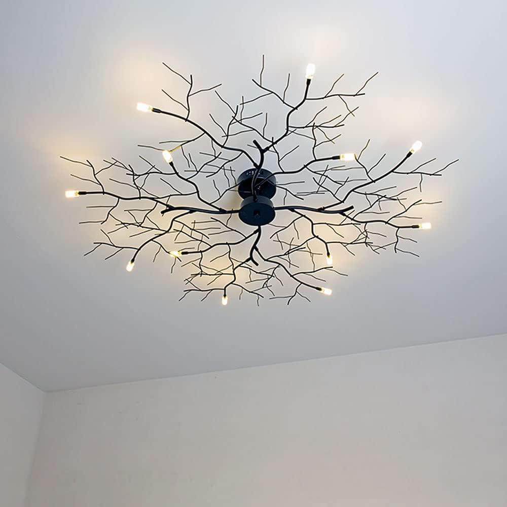 Modern LED Ceiling Lamp Nordic Tree Branch Iron Ceiling Lights Living Room Bedroom Chandeliers Ceiling Home Decor Light Fixtures Hotel Clubhouse Decoration Lighting(15-Lamp 110cm)