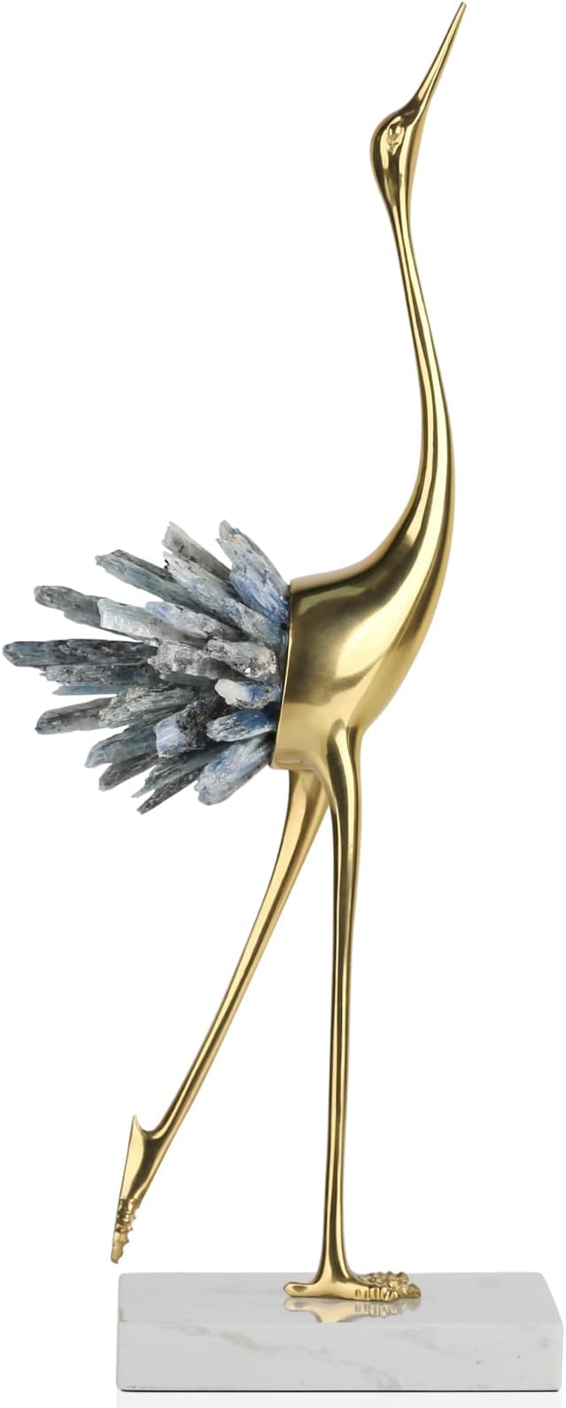 Gold Decor Accents,Brass Birds Statues Gold Home Decor Modern Crystal Decor Ornaments for Living Room, Bedroom, Office Desktop, Cabinets (Blue A)