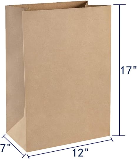 BagDream Grocery Bags 12x7x17 Inches 100Pcs Heavy Duty Kraft Brown Paper Grocery Bags, Durable Recyclable Paper Barrel Sacks, for Gifts, Retail, Storage, Wrapping, Food Delivery