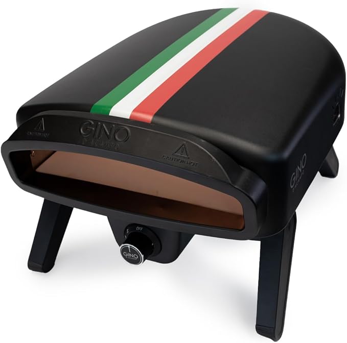 Gino D'Acampo 14" Gas Fired Pizza Oven - Modena with Built-In Thermometer, Pizza Stone, and Stainless Steel Construction