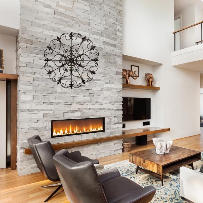 Yun&Lin Crafts Metal Solid Mounted Medallion Hand-painted Wall Decor 30"x30", Large Metal Home Wall Art for Indoor and Outdoor Settings, Vintage Christmas Decorations, Holiday Wall Decorations, Christmas Wall Art