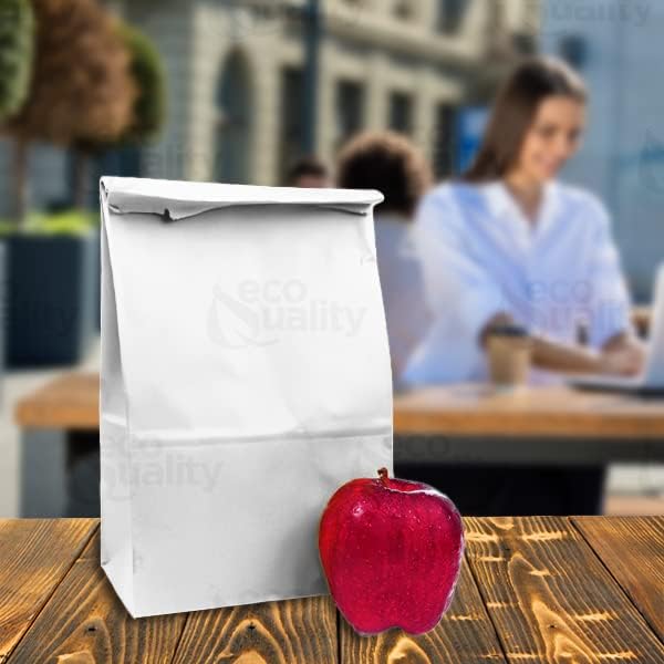 Paper Lunch Bags 16 Lb White Paper Bags 16LB Capacity - Kraft White Paper Bags, Bakery Bags, Candy Bags, Lunch Bags, Grocery Bags, Craft Bags - #16 Large Lunch Paper Bags / Kraft Paper Sacks by EcoQuality (1000, #16 - 16LB)