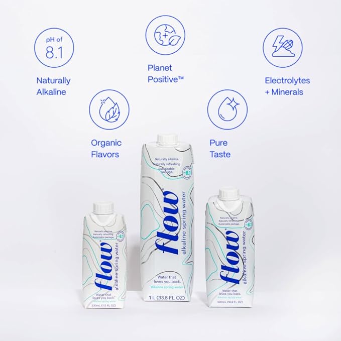 Flow Alkaline Spring Water, 100% Naturally Alkaline,1L (Pack of 6)
