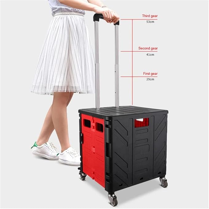 Portable Shopping Trolley Bag Folable Tote Bag Shopping Cart Grocery Bags with Wheels Rolling Cart Organizer(White-Dinosaur Doodle4)
