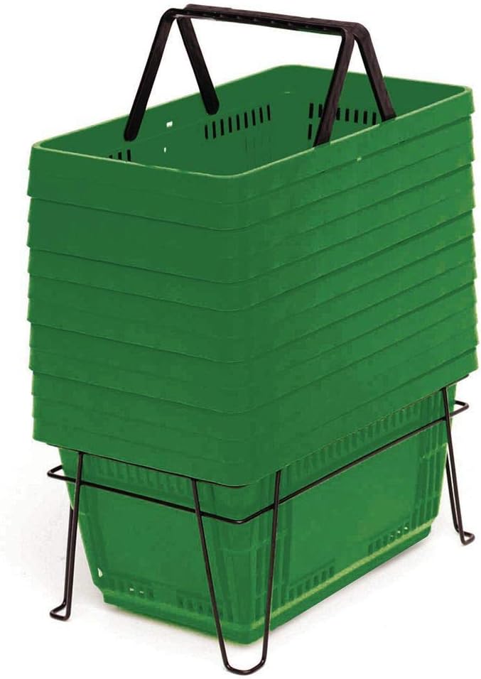 28 Liter Grocery Shopping Baskets Hunter Green Set of 12, 81409