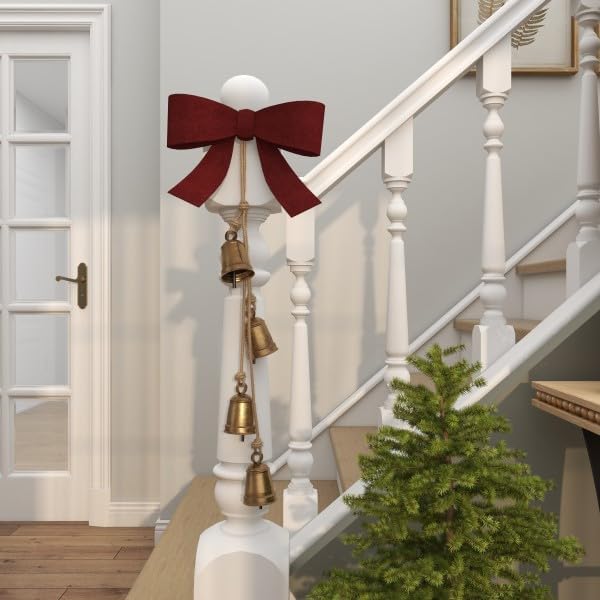 Deco 79 Metal Handmade Tibetan Inspired Decorative Cow Bells with 4 Bells on Jute Hanging Rope, 4" x 3" x 29", Gold