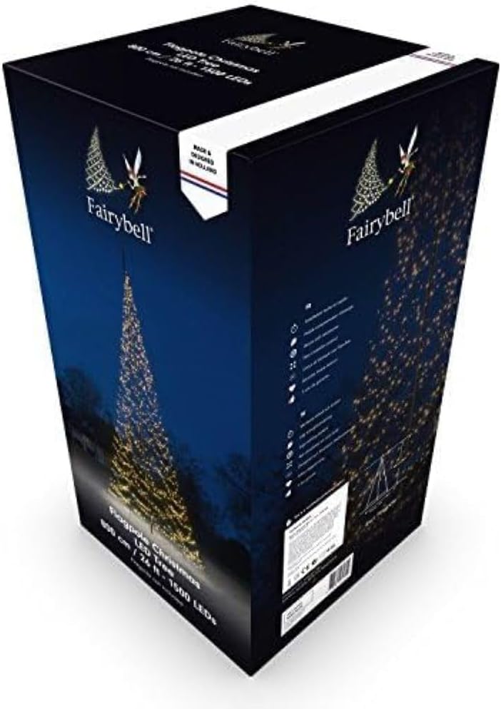 Fairybell - Flagpole LED Christmas Tree - Outdoor Christmas Decorations - Warm White - 1,500 LED Tree - 25ft - Suitable for Existing Flagpoles