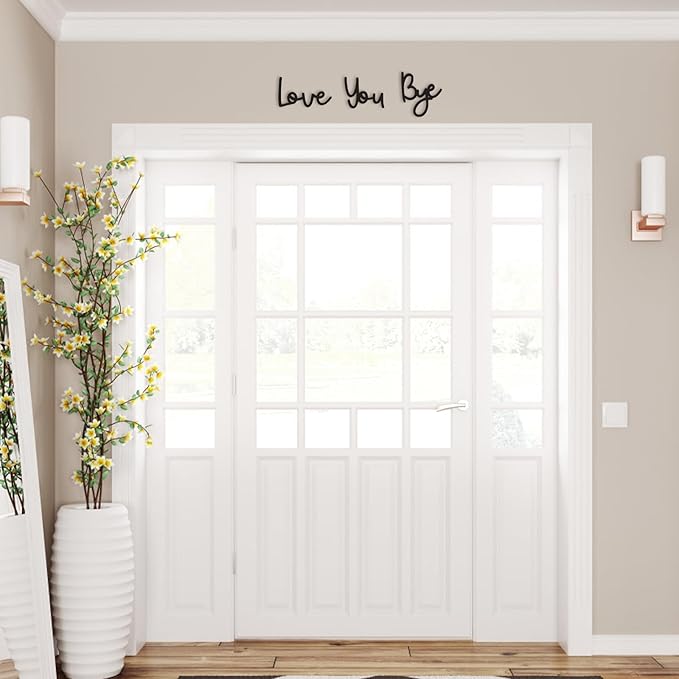 Dripykiaa Love You Bye Wood Sign Home Decor Boho Decor Wall Decor Express Love and Warm for Your Family Lovers Wall Art Gift Hallway Entryway Door Valentine Decorations for Home