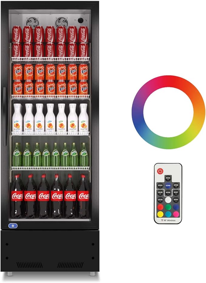 8 Cu.ft Merchandiser Refrigerator, 35~46℉, 21.7" W Glass Door Upright Display Refrigerator, Beverage Cooler, LED Lighting, Drink Fridge-Black, for Home Restaurant Grocery Stores