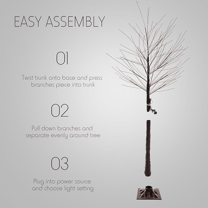 Baquler 8 Pack Lighted Birch Tree - Halloween LED Light Brown Birch Tree Decoration for Christmas Holiday Fall Winter Party Decor, Indoor & Outdoor (4 5 6 8 ft)