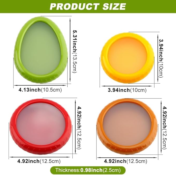 Avocado Saver and Tomato Holder - Set of 4 Reusable Storage Containers for Fridge - Ideal for Garlic, Onions, Lemons, and Potatoes