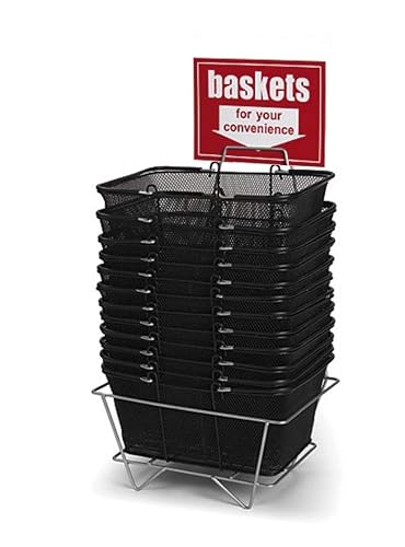 Shopping Basket Set in Black Metal,Wire Basket, Wire Shopping Perfect for Retail, Thrift, Grocery, and Convenience Stores, Set for Shopping,Laundry 17 W x 12 D x 7 H Inches - Set of 12