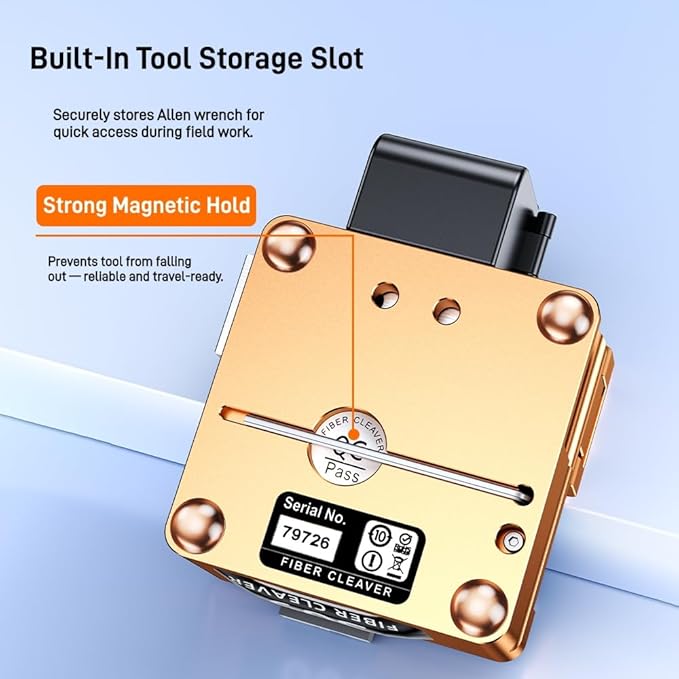 Optical Fiber Cleaver, High Precision FTTH Fiber Optic Cutter with 16 Cleave Positions & Blade Life up to 48,000 Cuts, for 0.25mm, 0.9mm, 3.0mm Fibers, with Scrap Collector