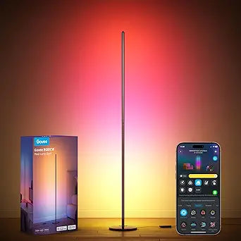 Govee RGBIC Floor Lamp Basic, LED Corner Lamp Works with Alexa, 1000 Lumen Smart Modern Floor Lamp with Music Sync and 16 Million DIY Colors, Color Changing Standing Lamp for Bedroom Living Room Black