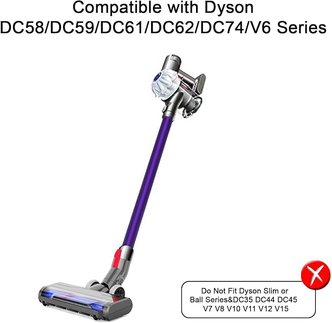 Upgraded Motorhead Vacuum Brush with Headlights for Dyson V6 DC59 DC61 DC74,Motorized Head Replacement Accessories or Parts for Tile,Small Carpet,Rug Cleaning.