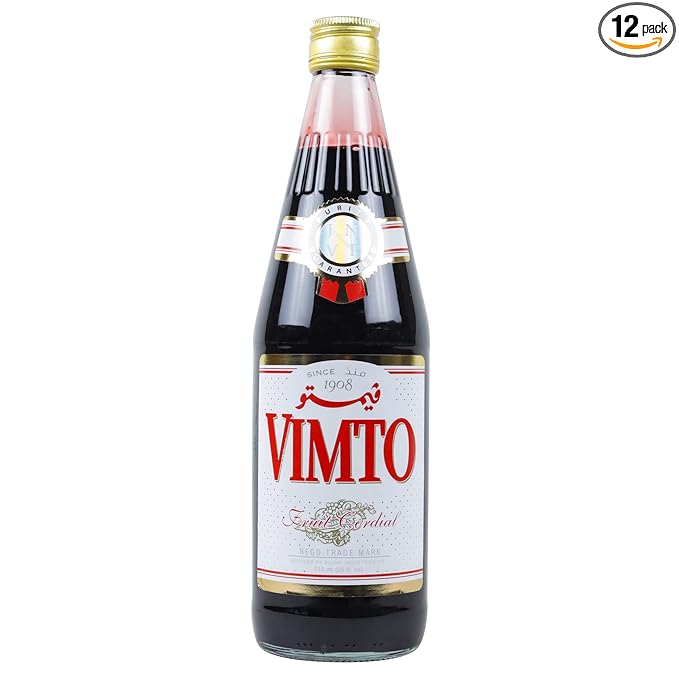 Vimto Fruit Syrup Concentrate-Flavorful Fruit Cordial For Drinks & Tea, 25fl.oz (Pack of 12)