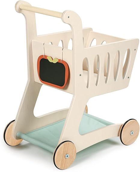 Tender Leaf Toys - Shopping Cart - Wooden Shopping Cart with Extra Storage - Perfect Role Play Toy, Promotes Creativity and Imagination for Boys and Girls - Age 3+