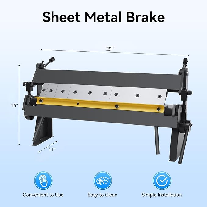 Box and Pan Brake 24'' Precision Box and Pan Sheet Metal Hand Brake, 0-135° Bending Angle Portable Metal Bender, 20Ga Mild Steel Plate Metal Folder Bending Brake Metal Forming Machine