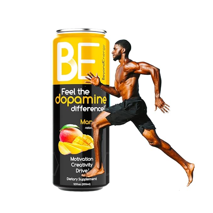 Beyond Energy - 12 Pack - Mango Herbal Energy Drink, Naturally Sourced L-Dopa with Mucuna Pruriens, Aminos, Antioxidants, 200mg Caffeine - (Mango)