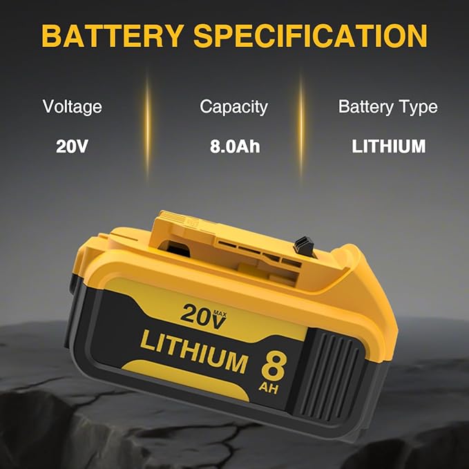 XAMP 8000mAh Lithium-ion Battery Replacement for 20V Max, DCB204 DCB206 DCB203 DCB200 DCB201 DCB205-2 DCB181 DCB180 Compitable with 20V Tools (2 Pack)