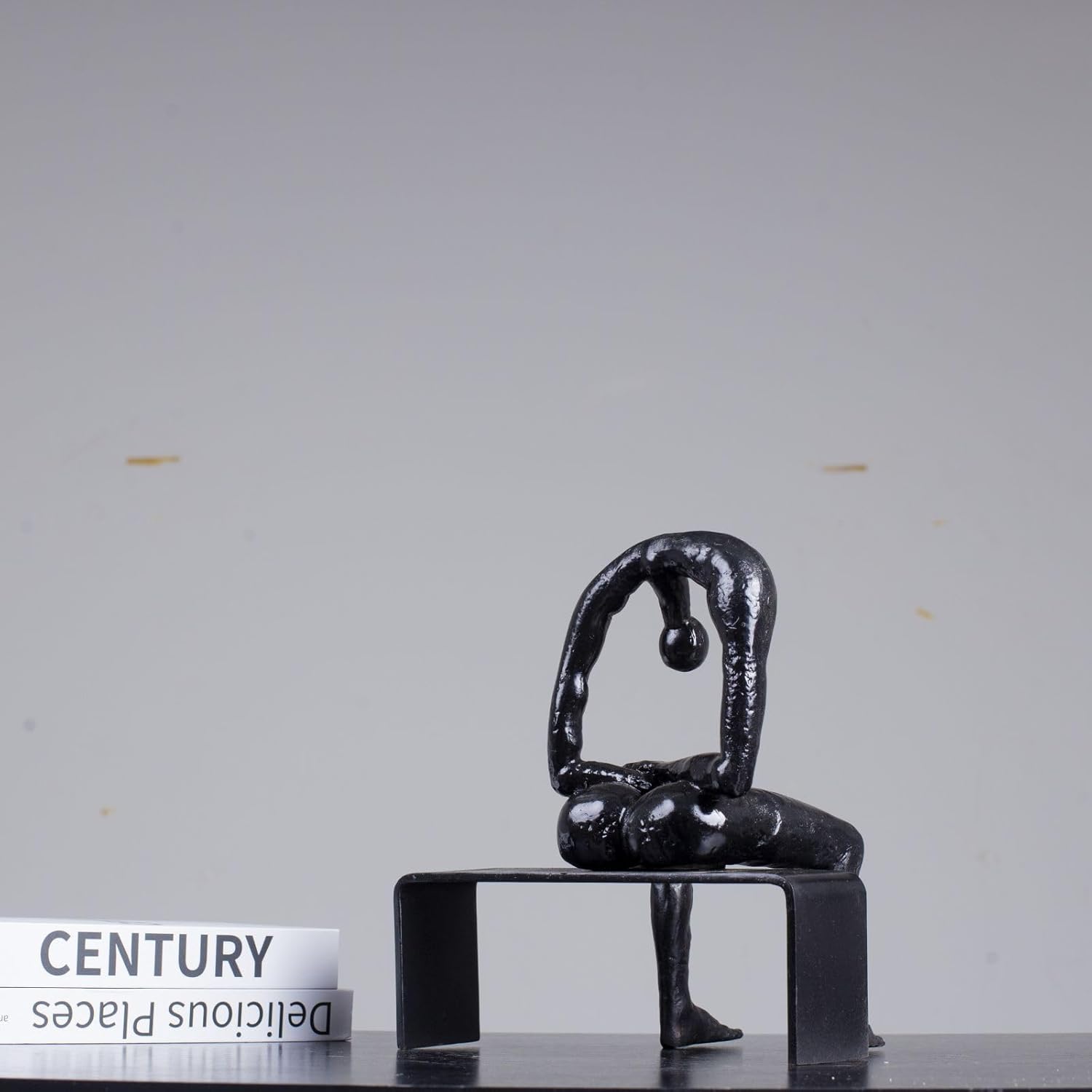 9.8'' Bronze Melancholy Sculpture, Modern Abstract Emptiness Statue& Think of Grief Sculpture Masterpiece Reproduction Brass Art Boutique for Home Office Decor and Special