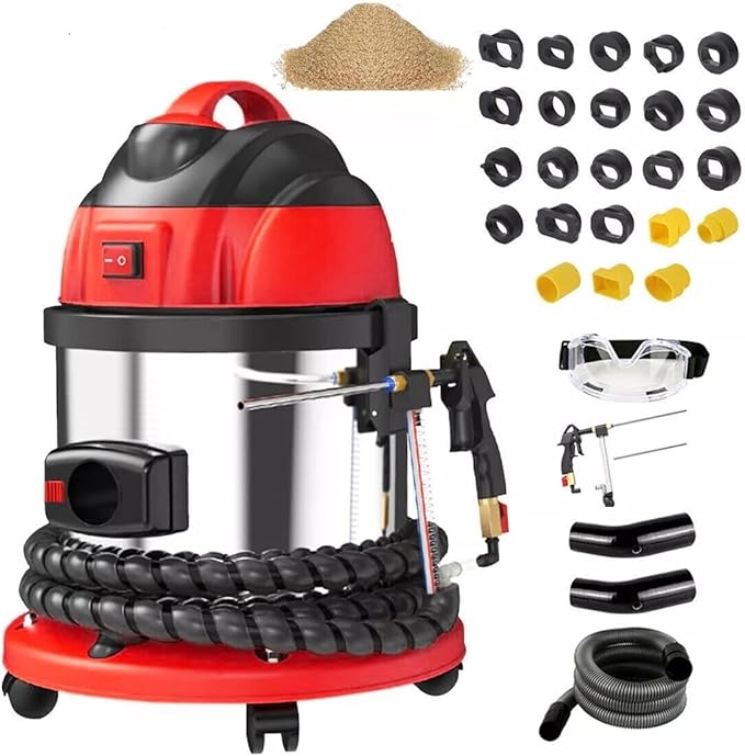 Walnut Blaster,HTS558 Walnut Sand DE-Carbon Cleaner,Automotive Walnut Blaster Cleaner,1200W Engine Carbon Deposit Intake Manifold & Exhaust Valve Cleaner With 23pcs Adapters,2KG Walnut Sand,110V/220V