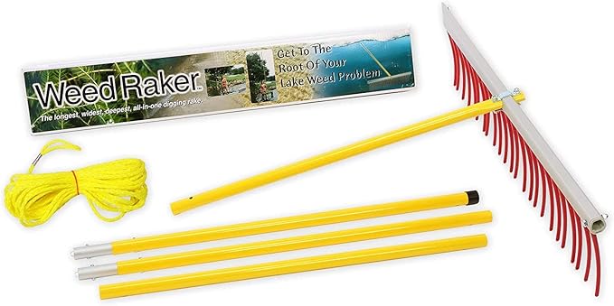 Jenlis Weed Raker Heavy Duty Aluminum Maintenance Tool, Lake Aquatic Landscaping Weed Removal Rake for Shoreline or Beach, Light Weight