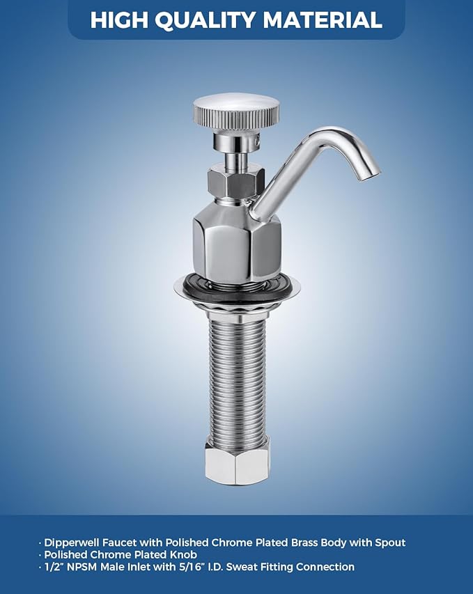 Kitchen Faucet Single Hole Dipper Well Faucet 0.5 GPM Flow Coffee Shop Bar Counter Sink Faucet Deck Mount Commercial Food Washing Tool for Washing Ice Cream or Coffee Spoons, Brass