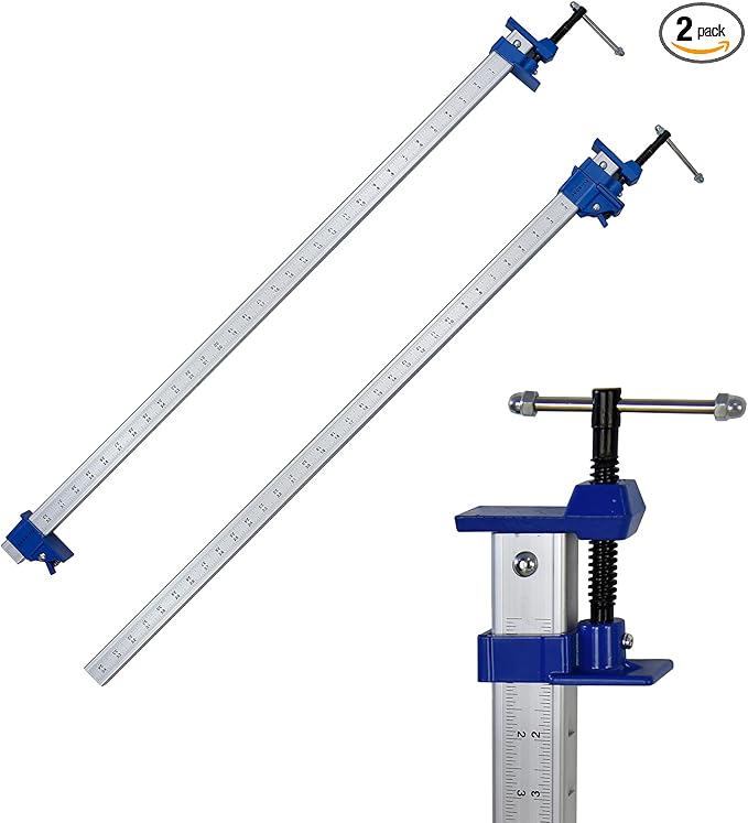 FEIRONG 36 Inch Bar Clamps (2 Pack) - 330LB Capacity, Dual-Scale Ruler (Inch & CM) & 90掳 Angled Jaws for Woodworking, Cabinet Installation, DIY Projects (Blue)