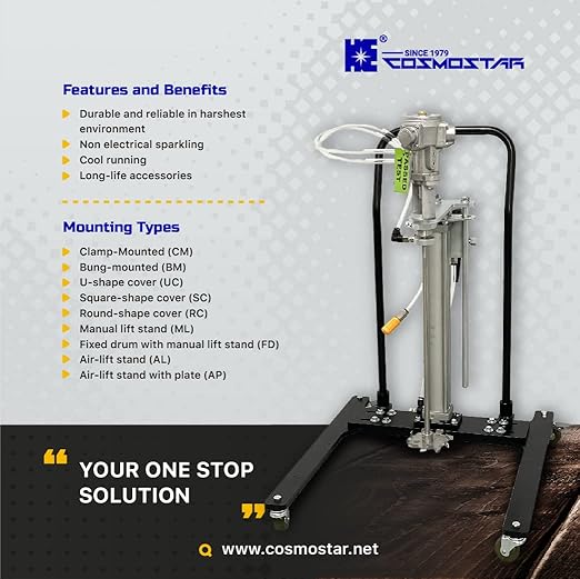 COSMOSTAR 5 Gallon Automatic Air Lifting Pneumatic Pail Agitator Paint Mixer | Drum Mixer | Pneumatic Bracket Mixer, Paint Stirring Machine Bracket Air Agitator Paint Mix Tool, Paint Agitator