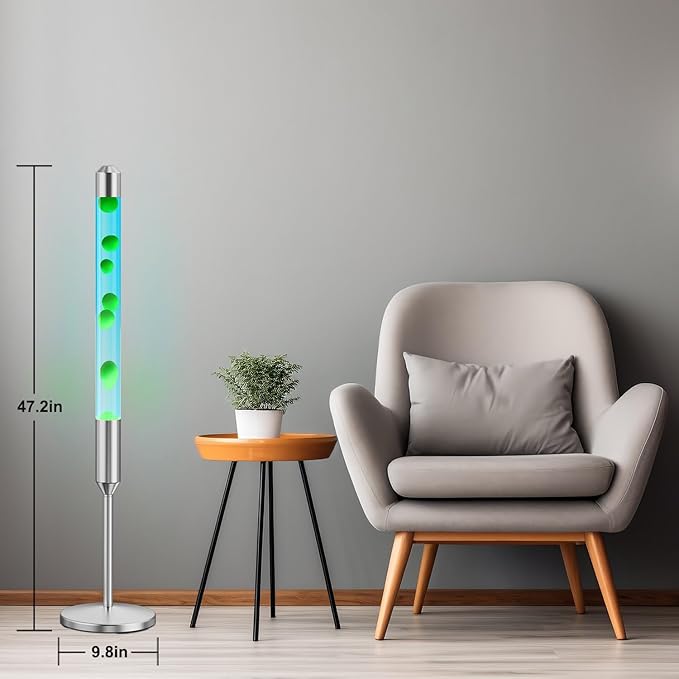 47.5-Inch Liquid Motion Lamp,Magma Lamp, Mood Relaxation Light，Suitable for Home Decoration,Office Decoration, Cafes,Bars,Etc (Blue Water Green Wax, 47.5 inches)