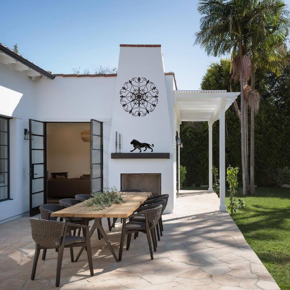 Yun&Lin Crafts Metal Solid Mounted Medallion Hand-painted Wall Decor 30"x30", Large Metal Home Wall Art for Indoor and Outdoor Settings, Vintage Christmas Decorations, Holiday Wall Decorations, Christmas Wall Art