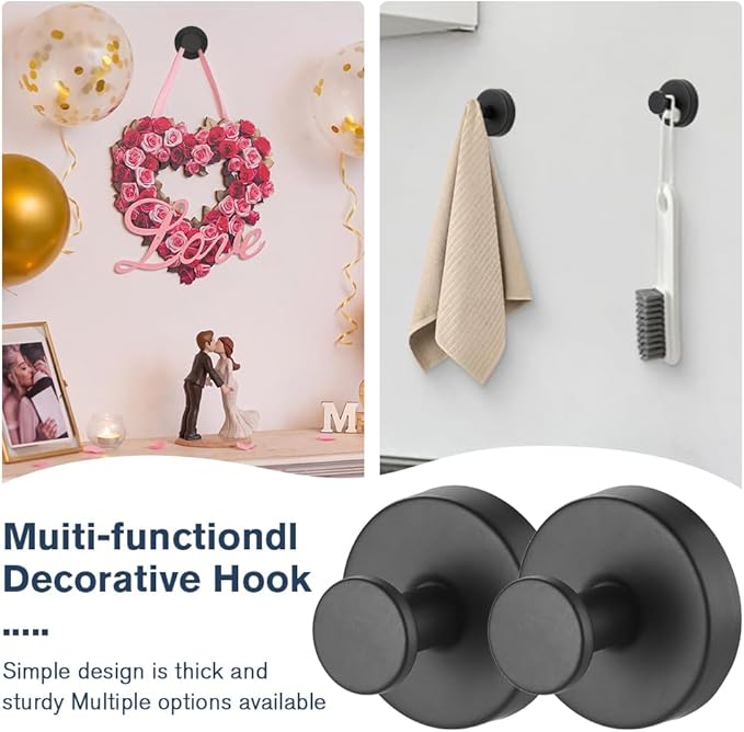 Suction Cup Hooks - 2025 Upgraded Stainless Steel Heavy Duty No Drill Hooks for Wreaths on Glass, Shower Towels & Front Door (2, Gold)