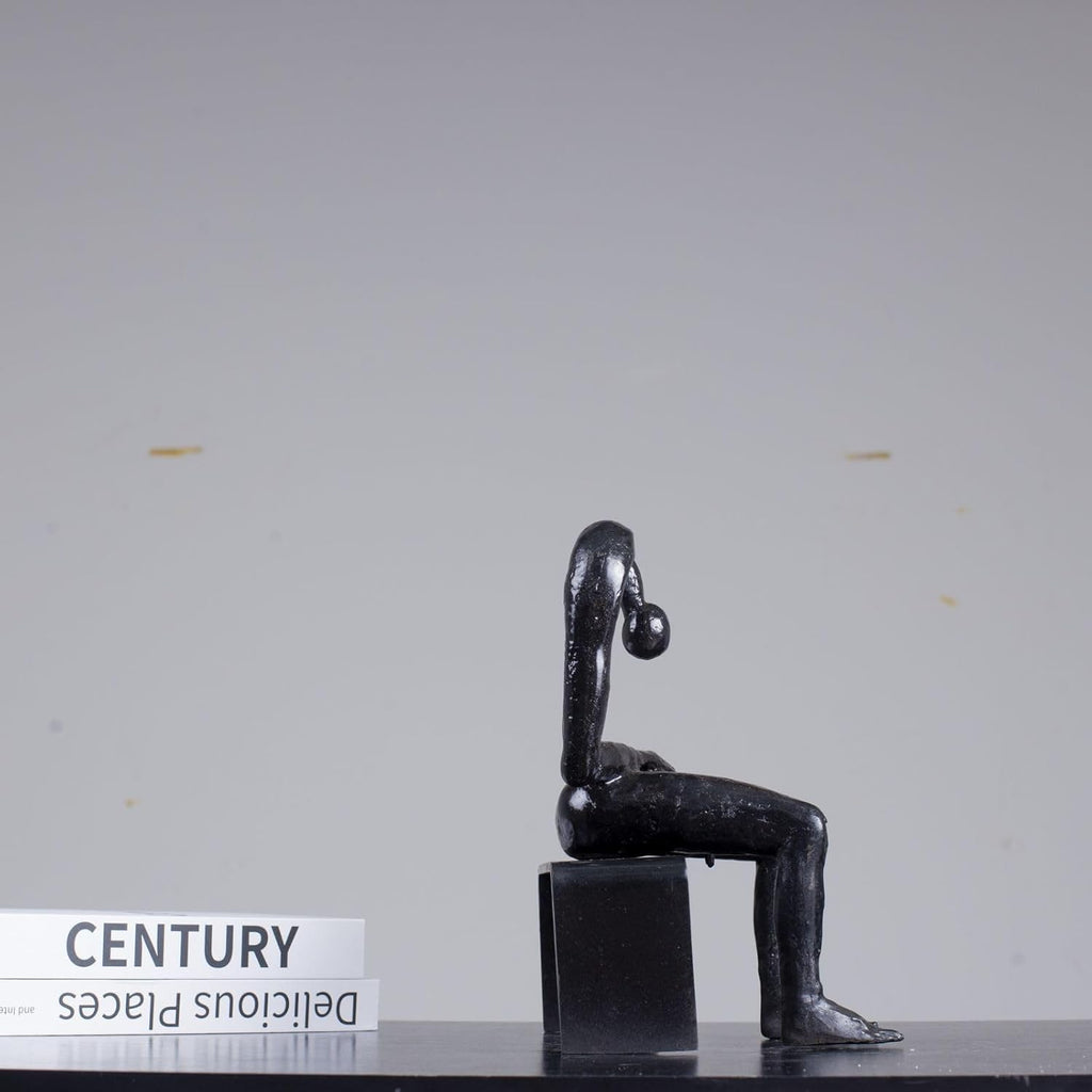 9.8'' Bronze Melancholy Sculpture, Modern Abstract Emptiness Statue& Think of Grief Sculpture Masterpiece Reproduction Brass Art Boutique for Home Office Decor and Special