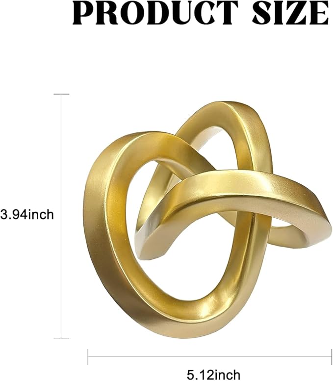 Gold Knot Decor for Tabletop, Modern Geometric Sculpture for Living Room Bedroom Bookshelf Decorations Gifts, Resin Abstract Art Statue Home Decor for Entryway TV Stand