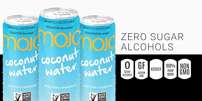 MOJO Coconut Water | Hydration Drink & Sports Drink | Electrolytes Beverage 1043 mg | Vitamin B & C | Hydration Drink for Skin & Body | 11.1 Oz (Pack Of 12)